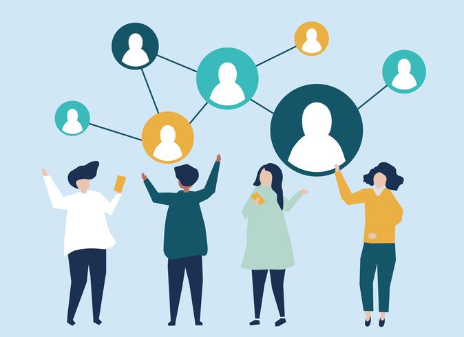 Characters of people and their social network illustration - Download