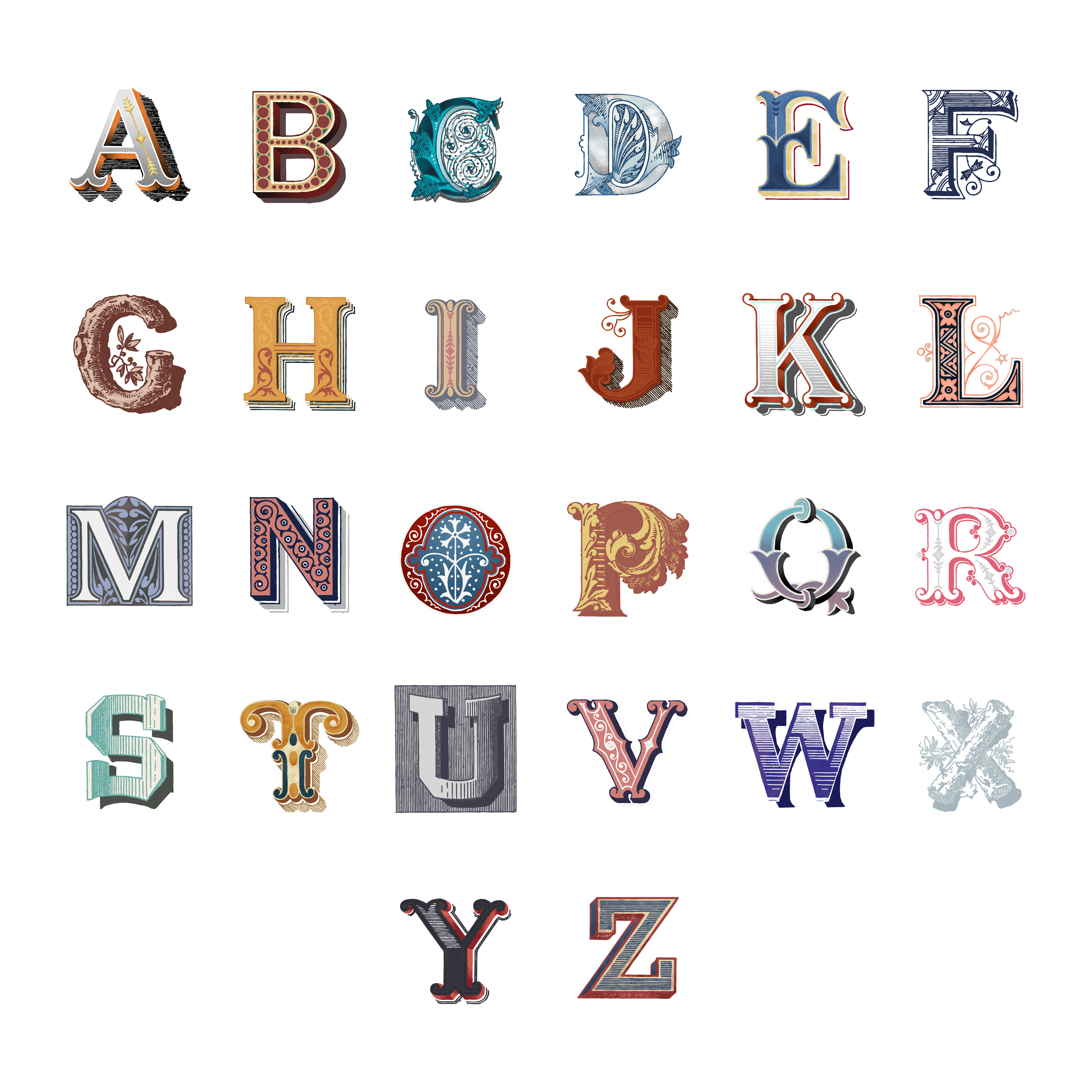 Download The Alphabet set of capital vintage letters - Download ...