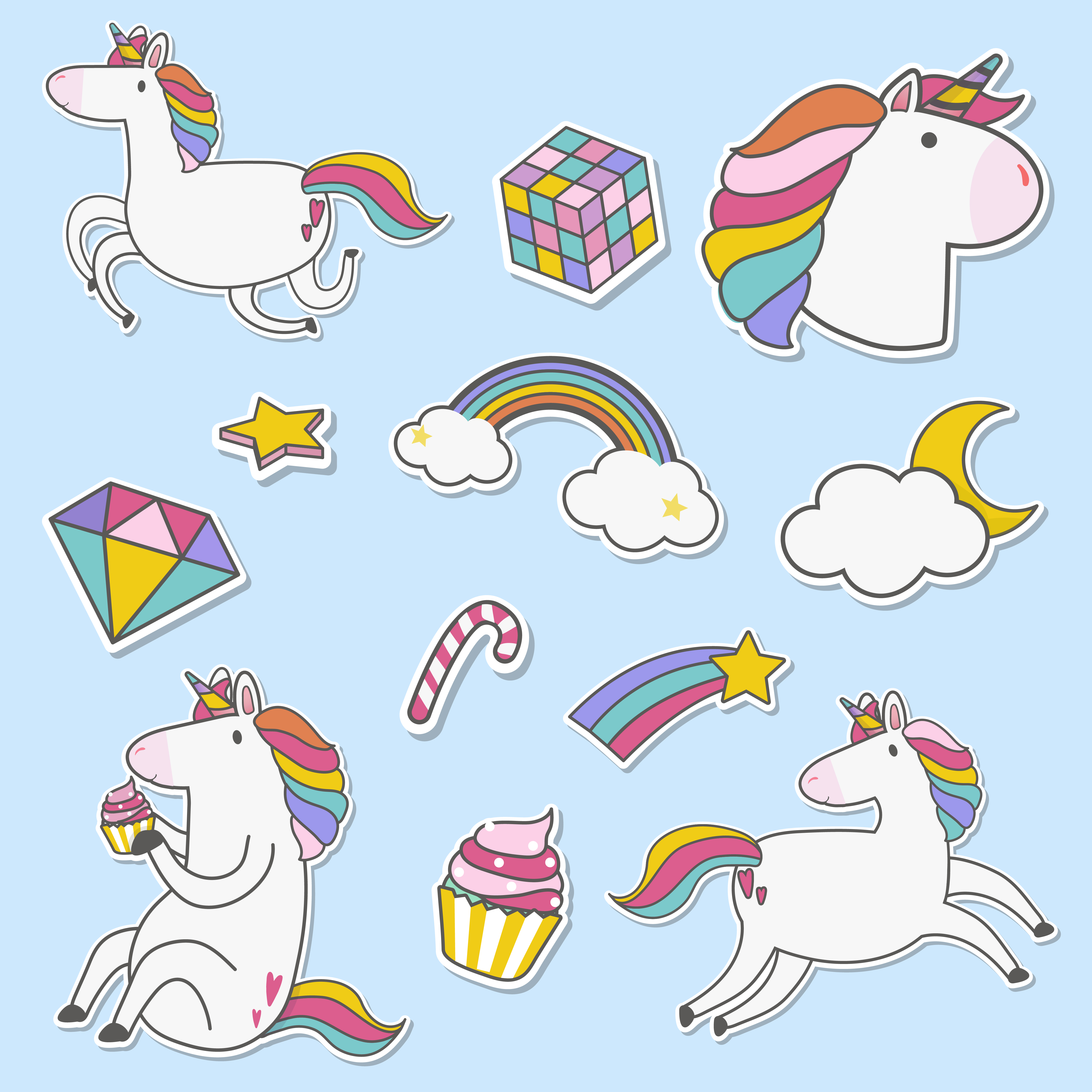 Download Conjunto de vector de pegatinas de unicornio - Descargar ...