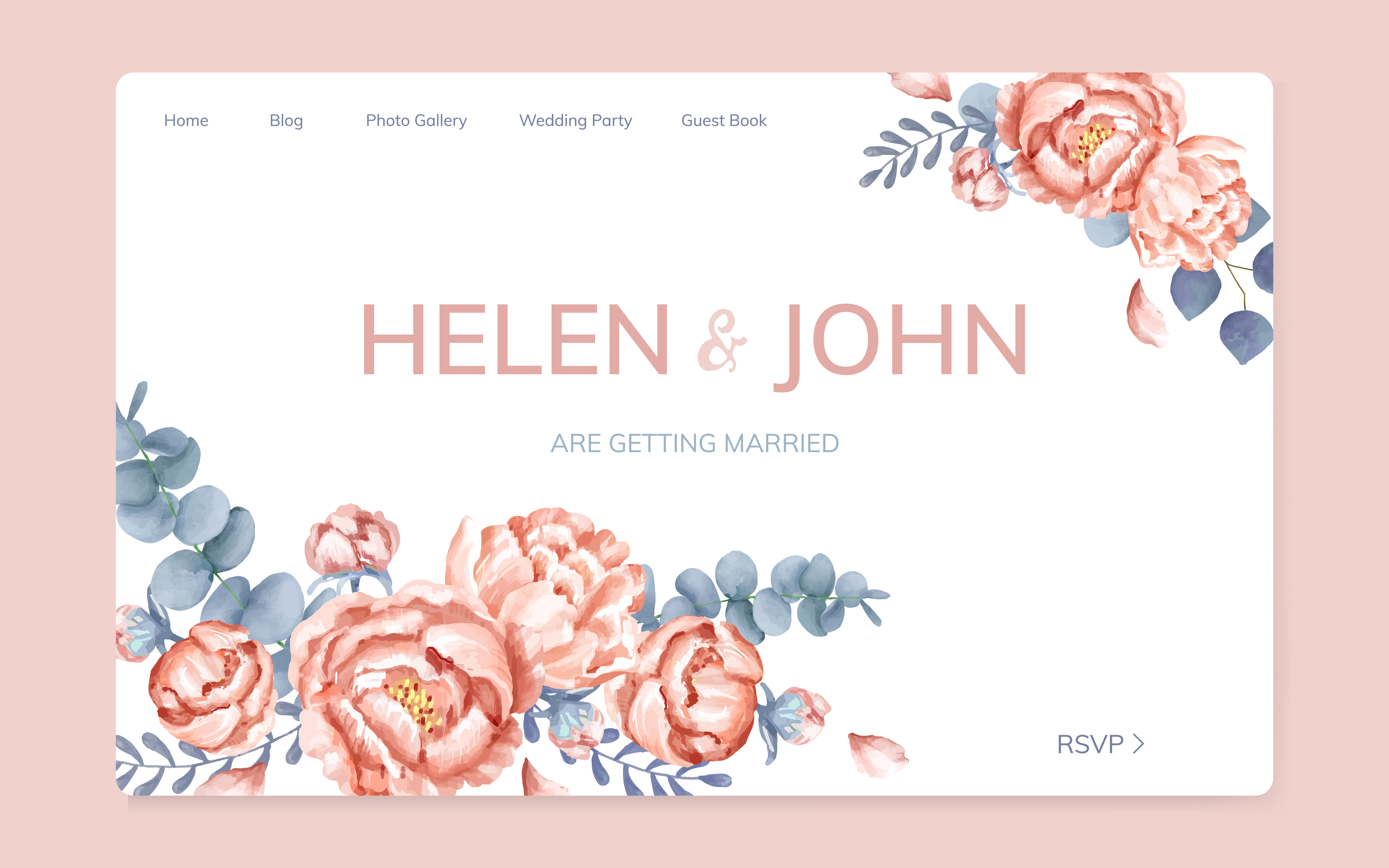 Floral wedding invitation website design Download Free Vectors