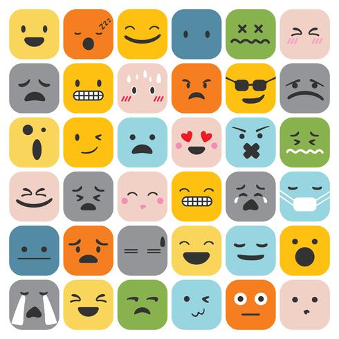 Emoji emoticons set face expression feelings collection vector ...