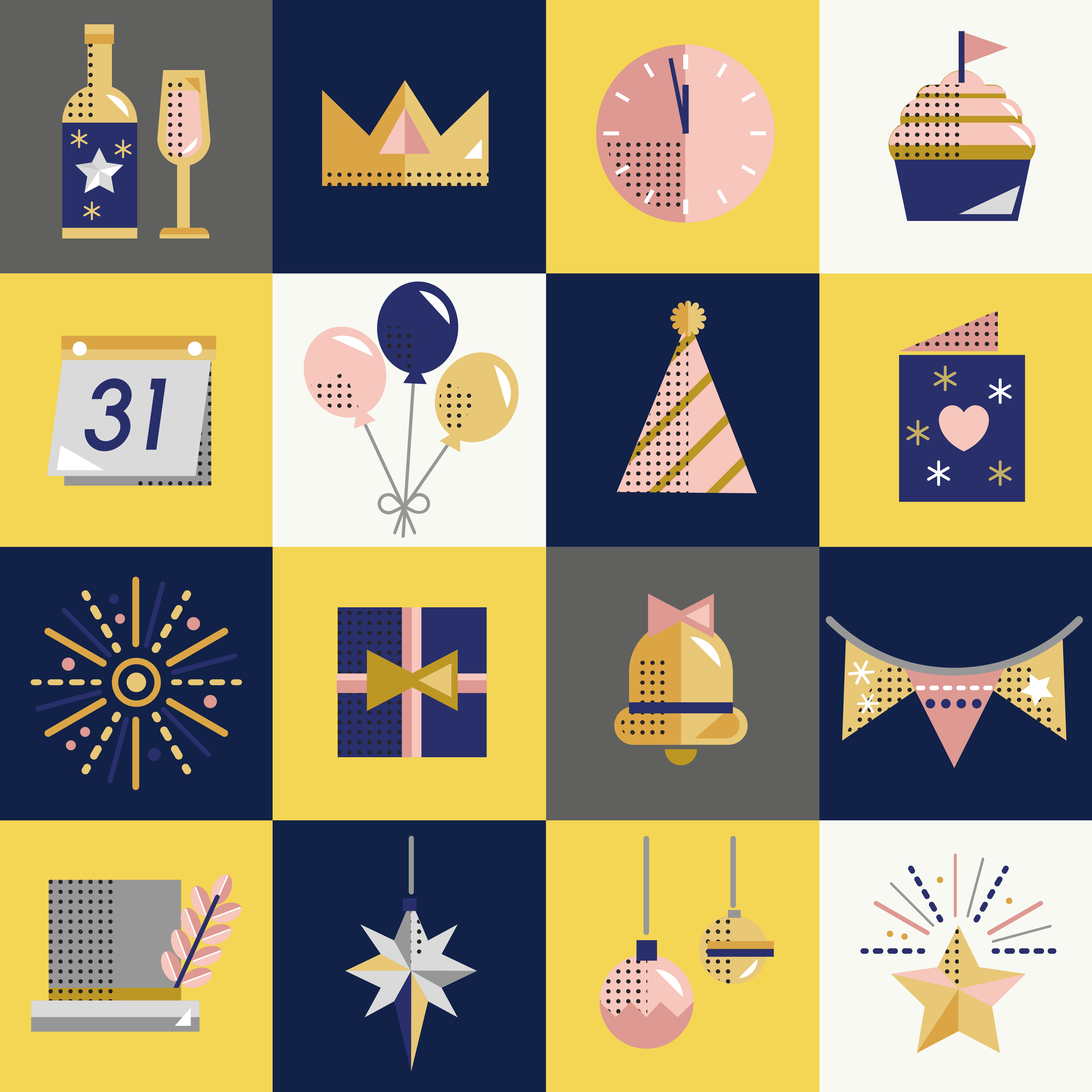 New year icons set vector - Download Free Vectors, Clipart Graphics &amp; Vector Art