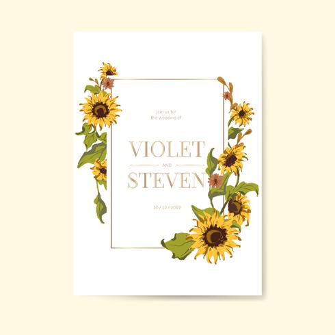 Sunflower wedding invitation card template