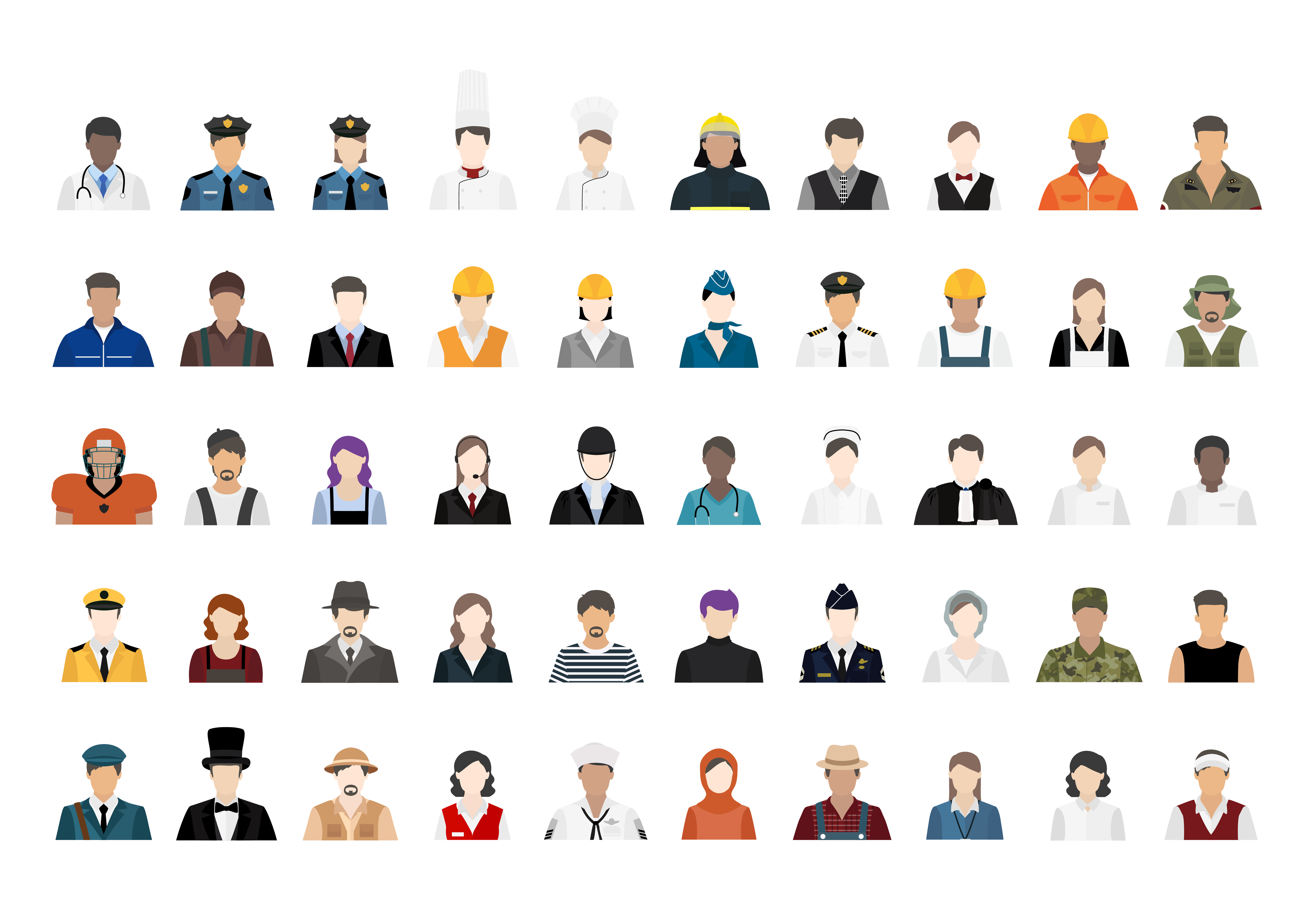Illustration vector of various careers and professions Download Free