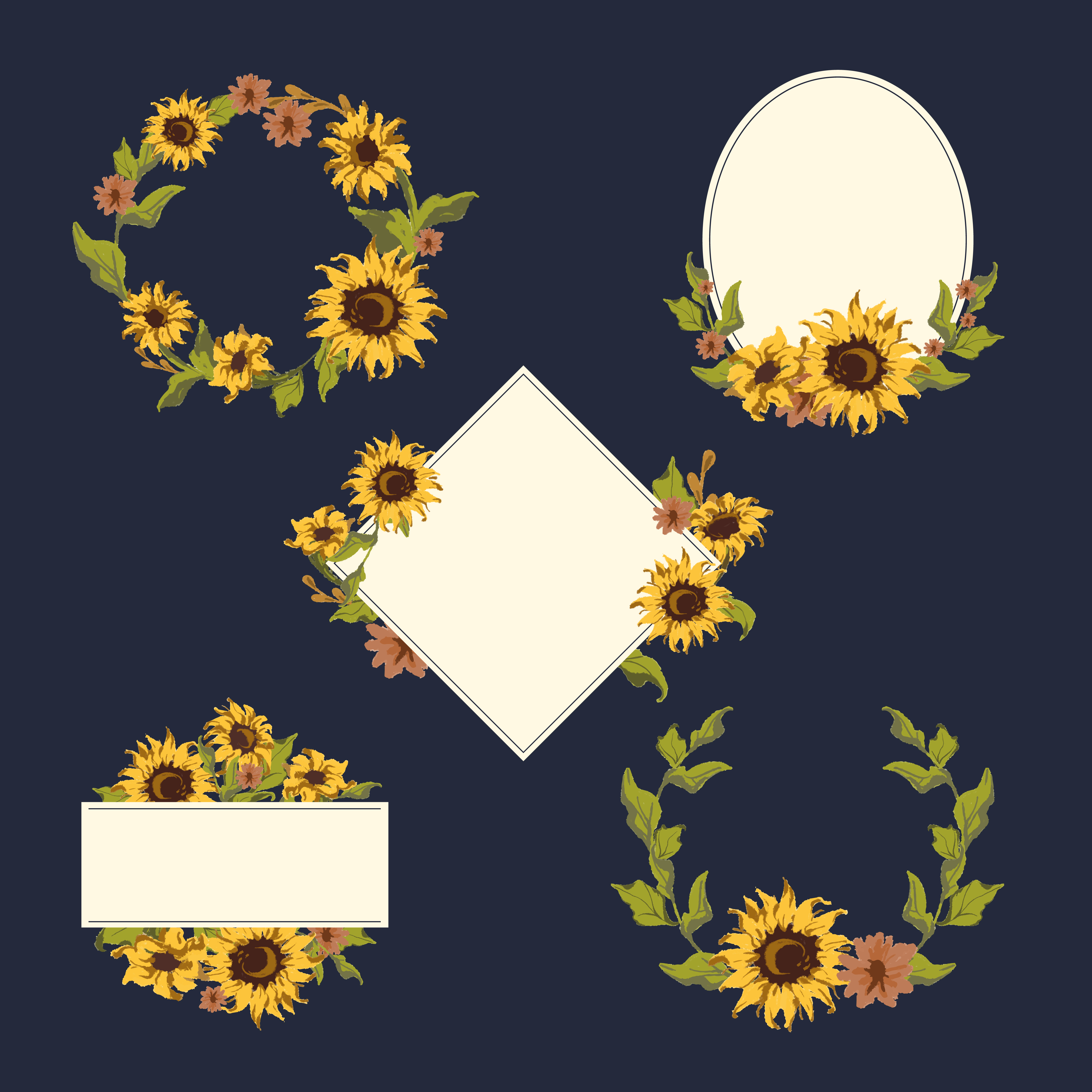 Free SVG Sunflower Wreath Svg 1680+ Ppular Design