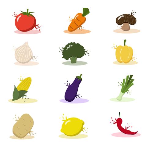 Cartoon vegetables and fruits