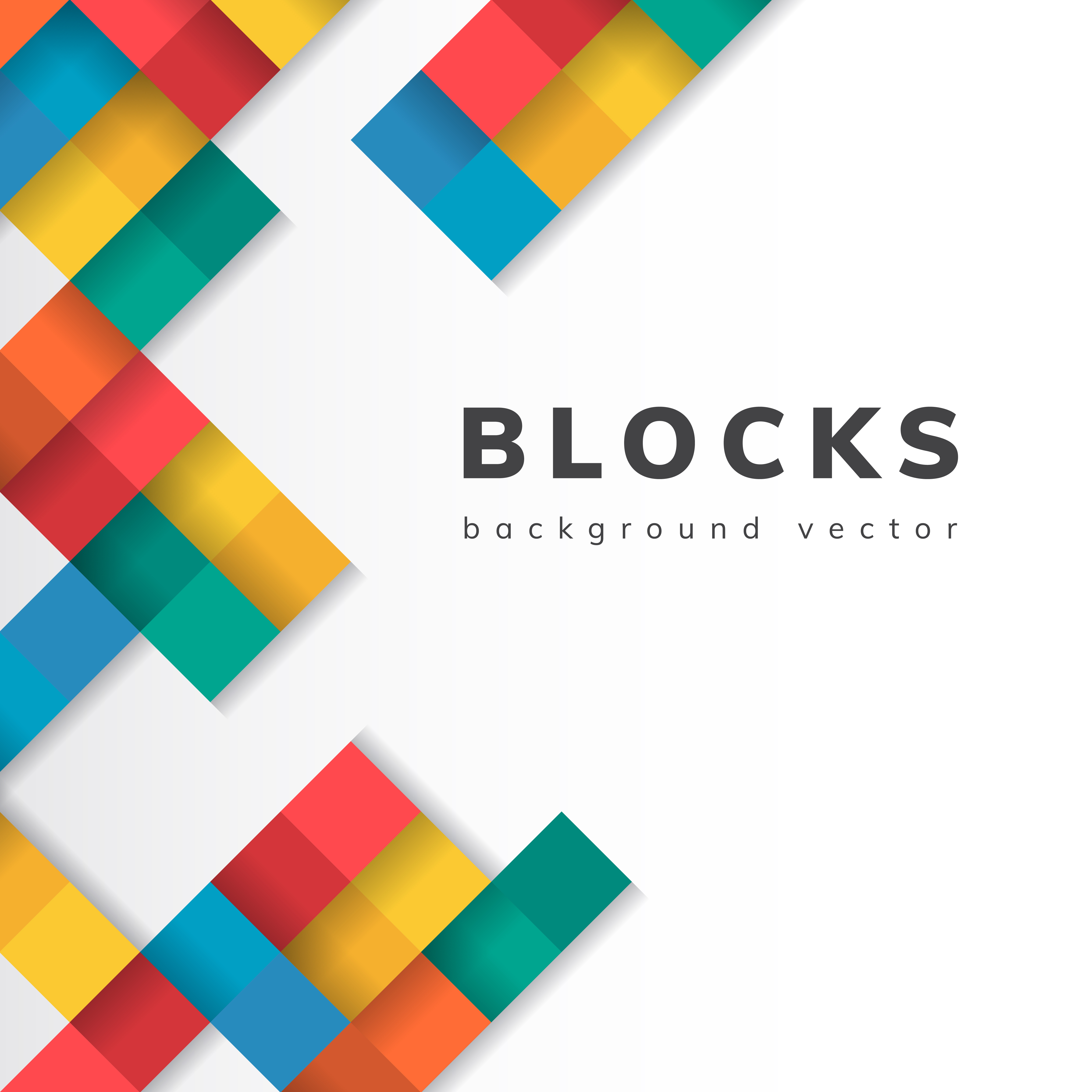 Colorful blocks on blank white background vector ...
