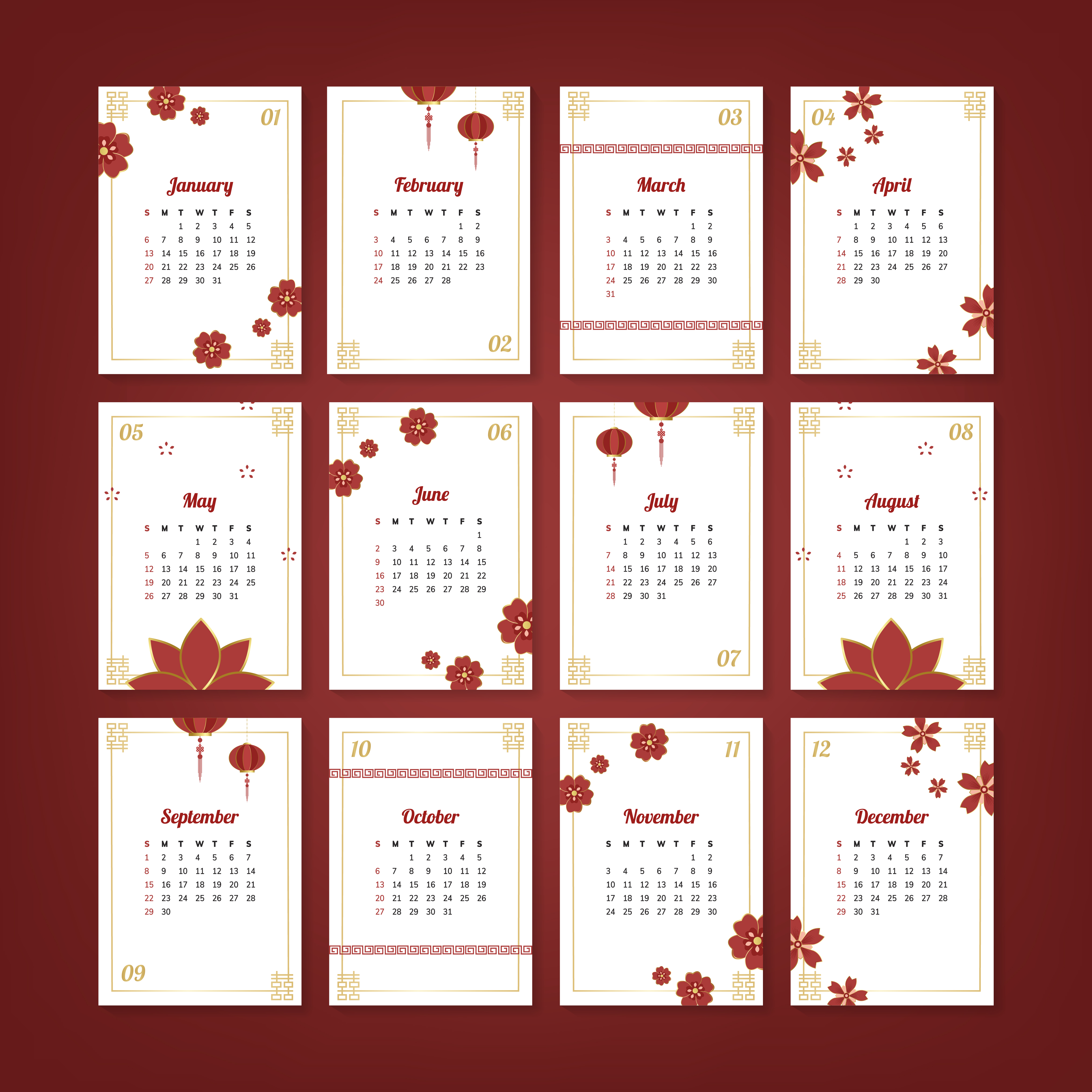 Chinese calendar mockup Download Free Vectors, Clipart Graphics