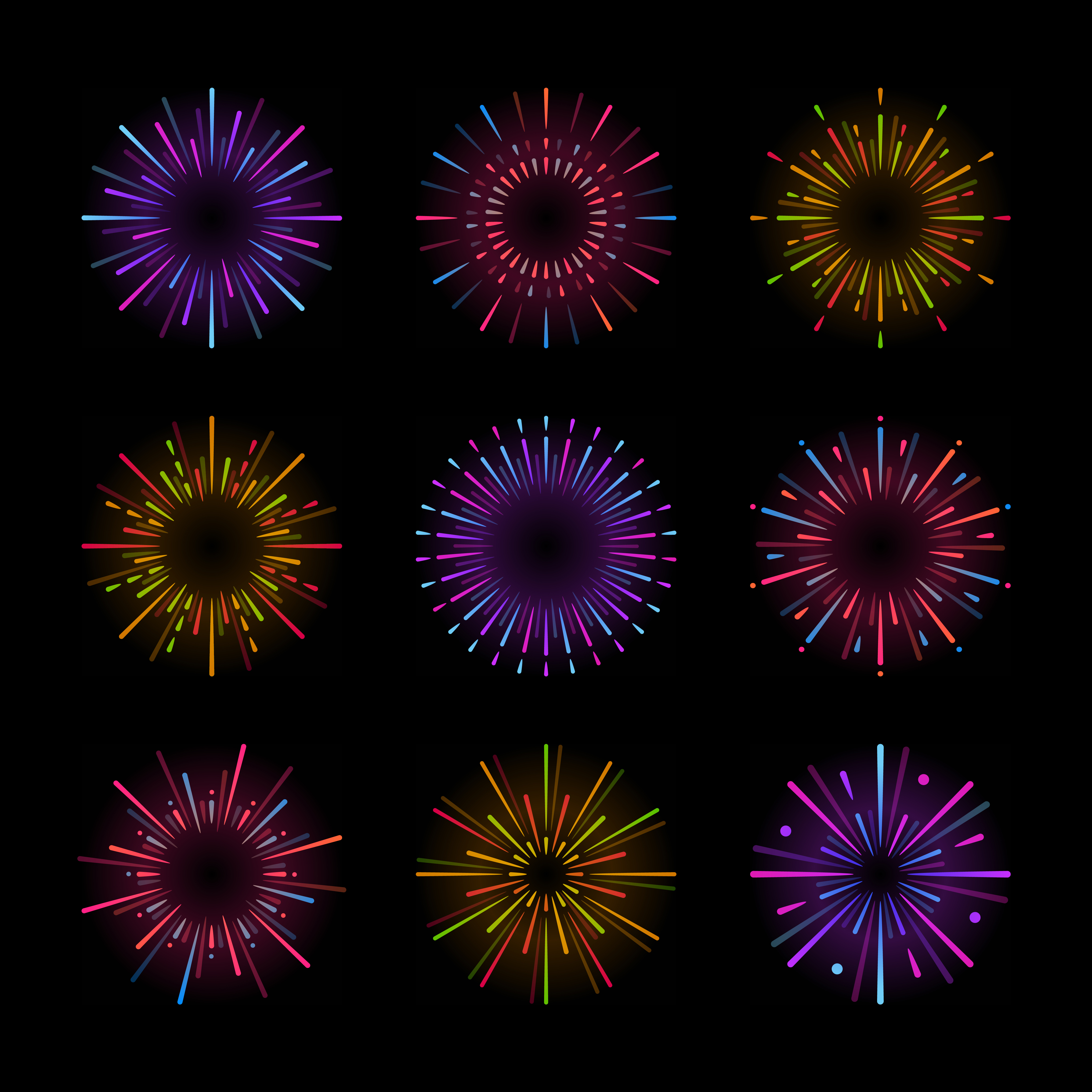 Set of firework explosion vectors - Download Free Vectors, Clipart