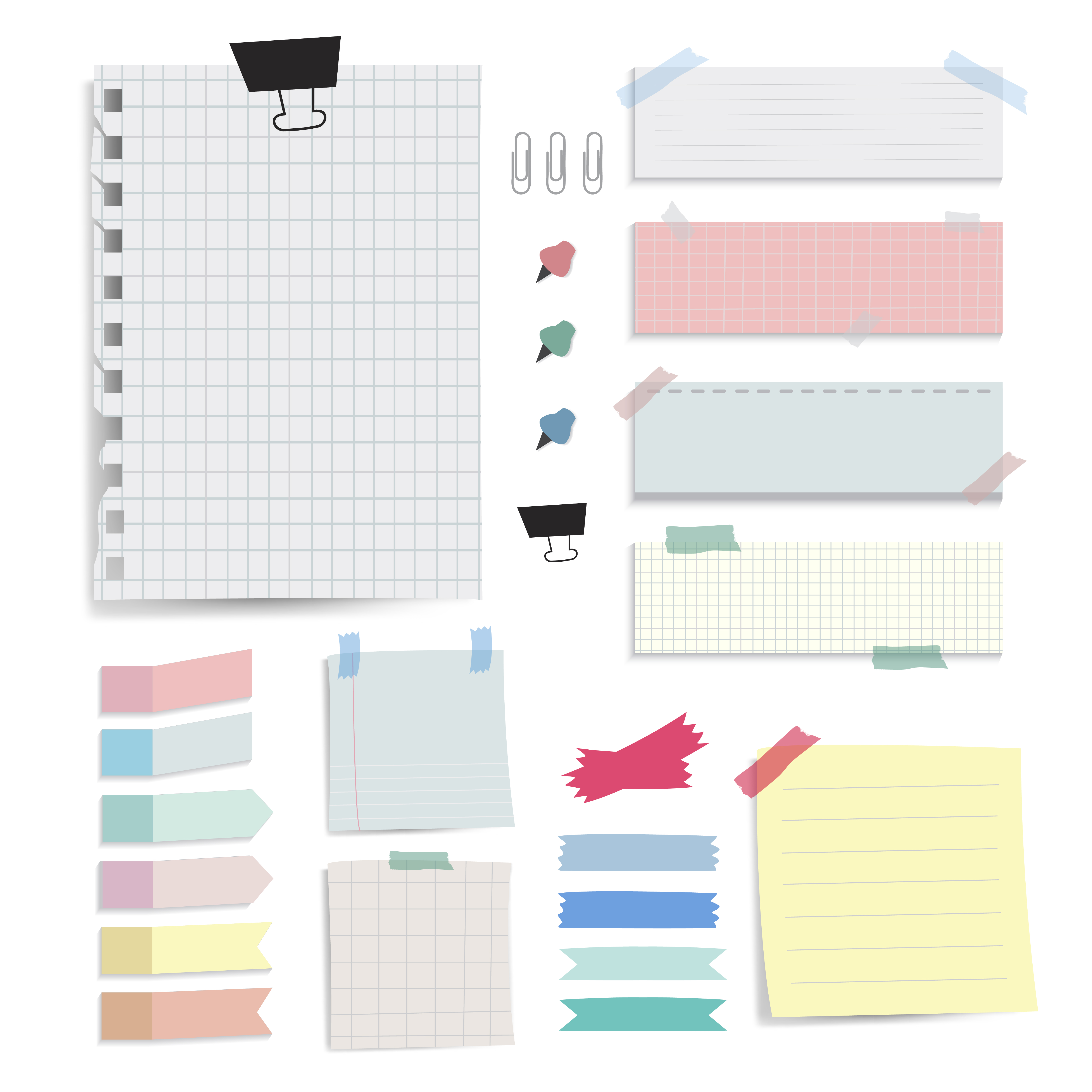 Colorful blank paper notes vector set - Download Free ...
