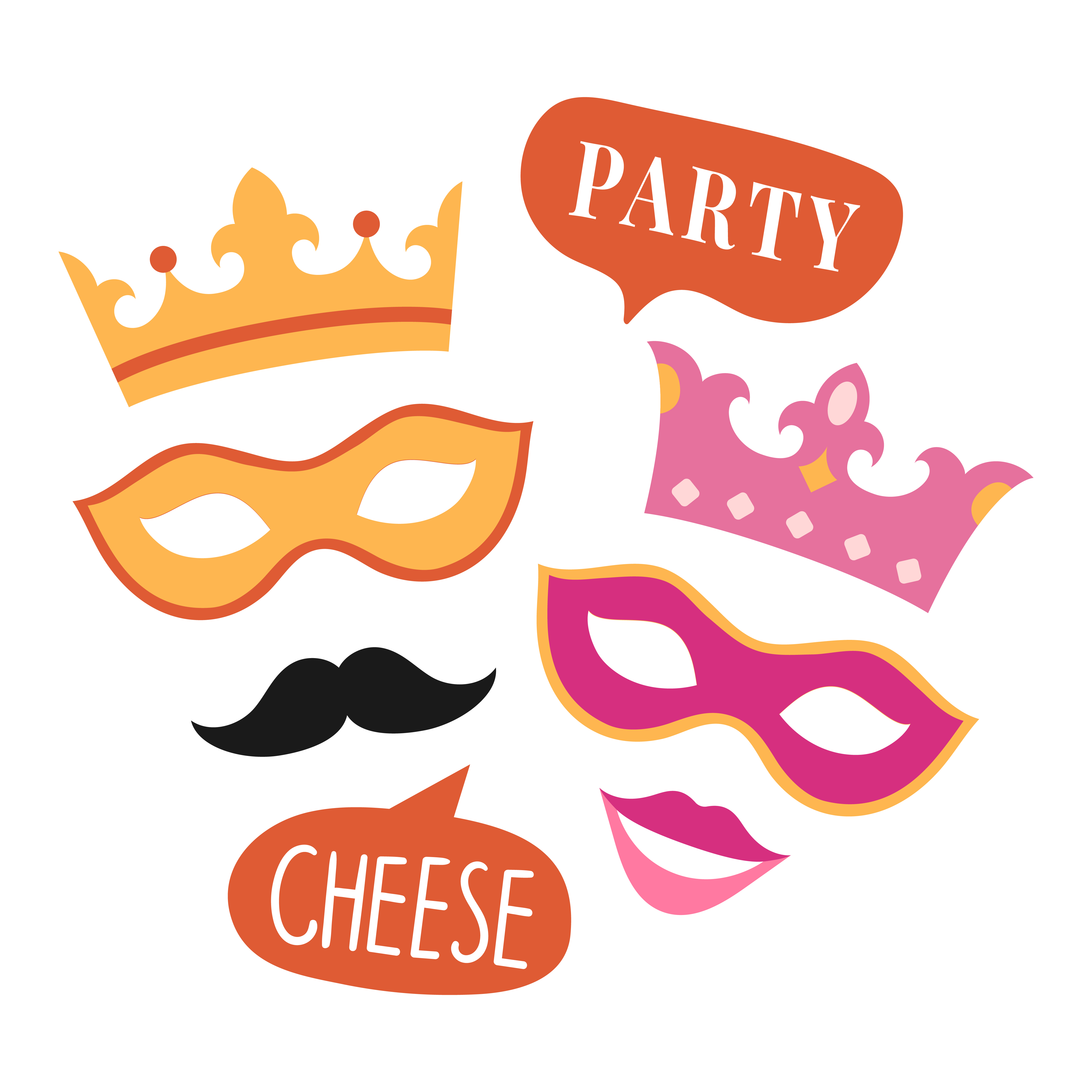 Party photo booth props vector - Download Free Vectors, Clipart ...