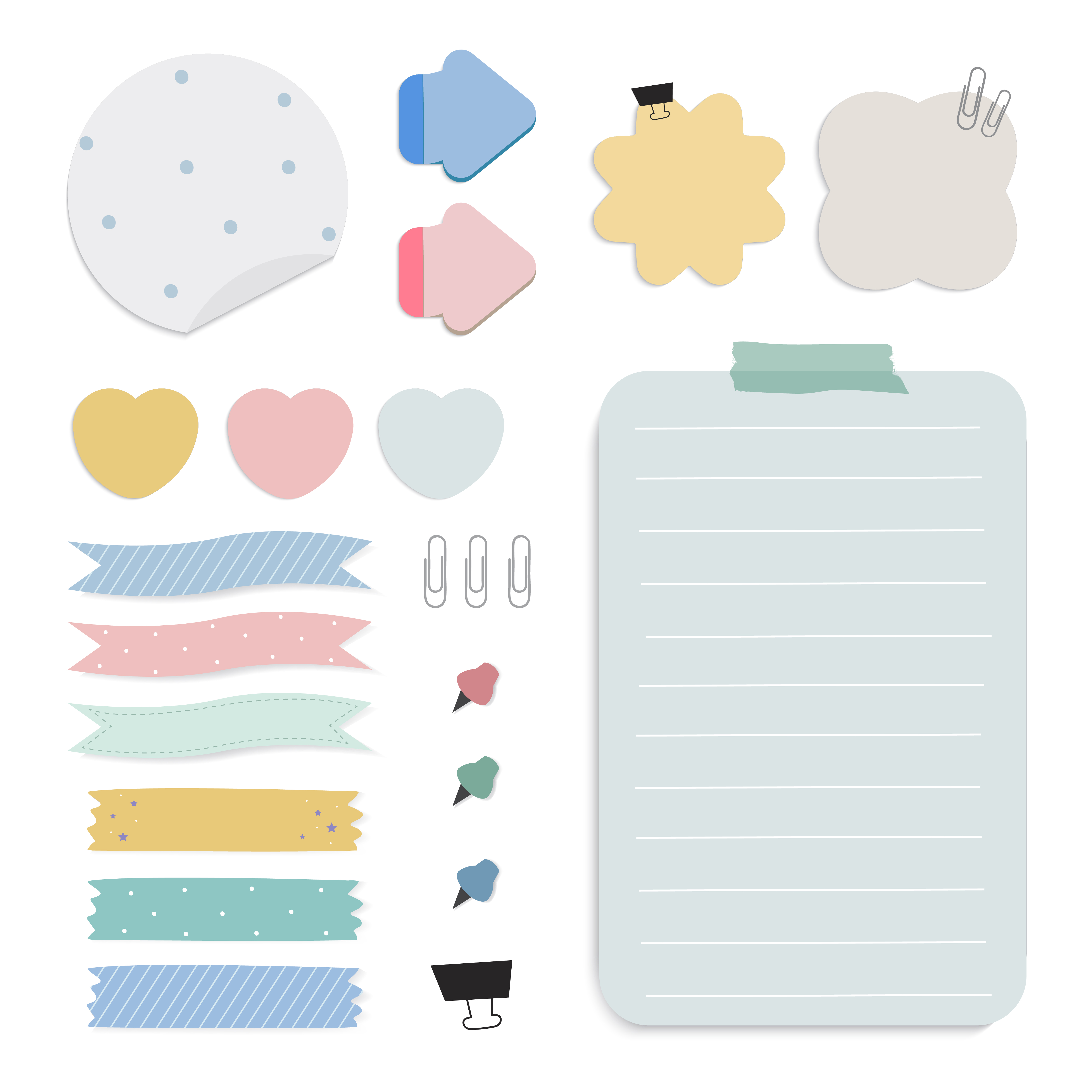 Colorful Reminder Paper Notes Vector Set