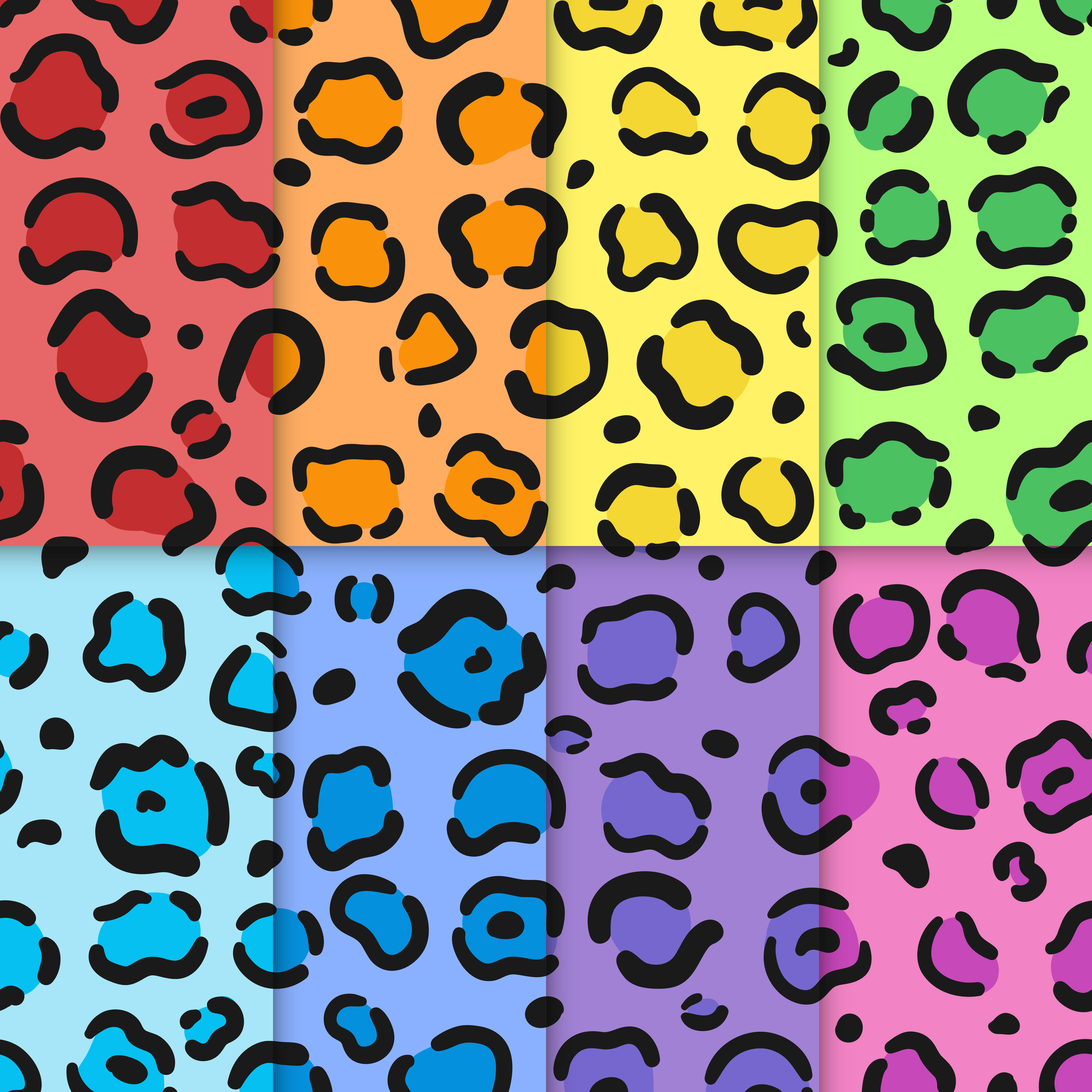 Download Collection of seamless colorful animal patterns vector ...