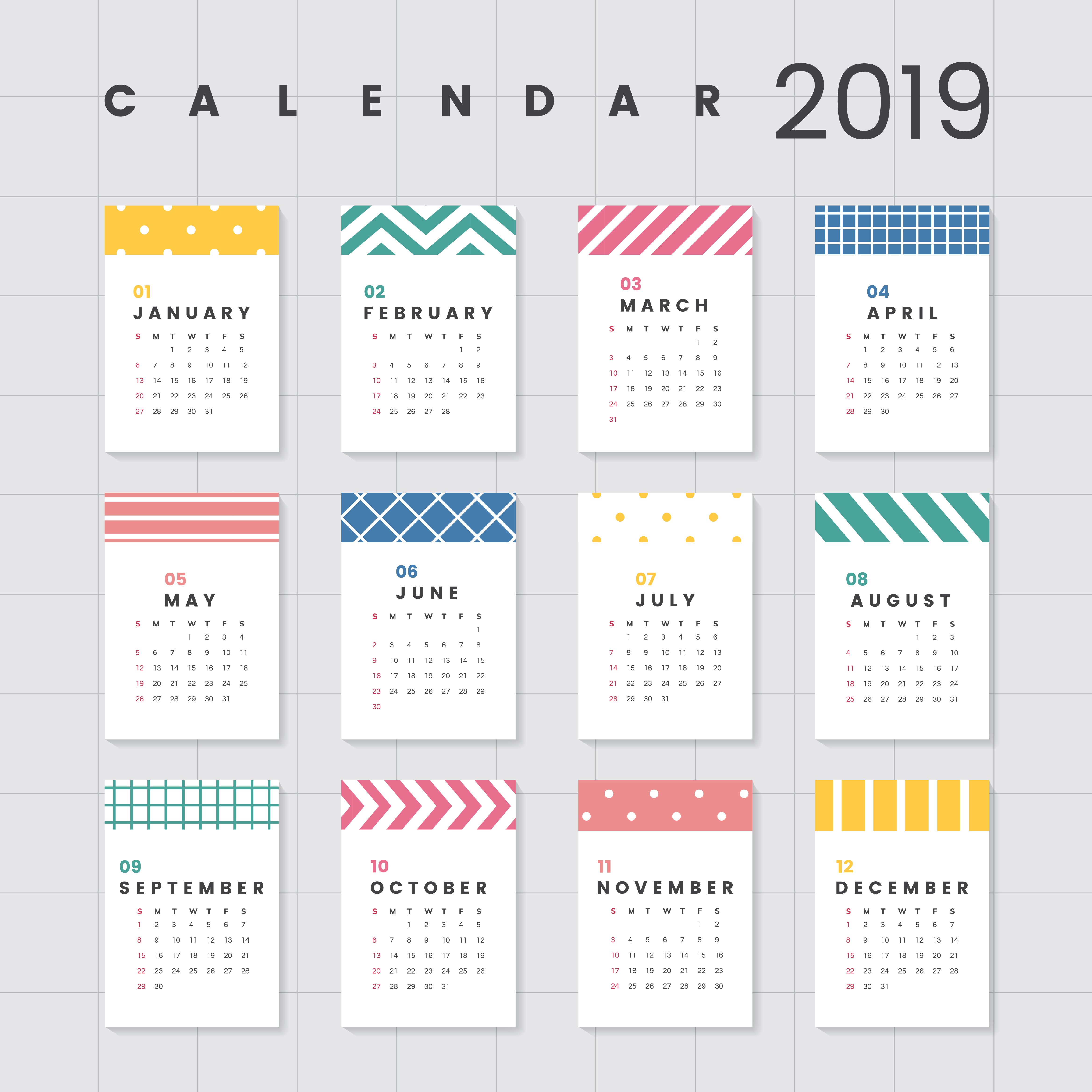 Colorful calendar mockup - Download Free Vectors, Clipart Graphics