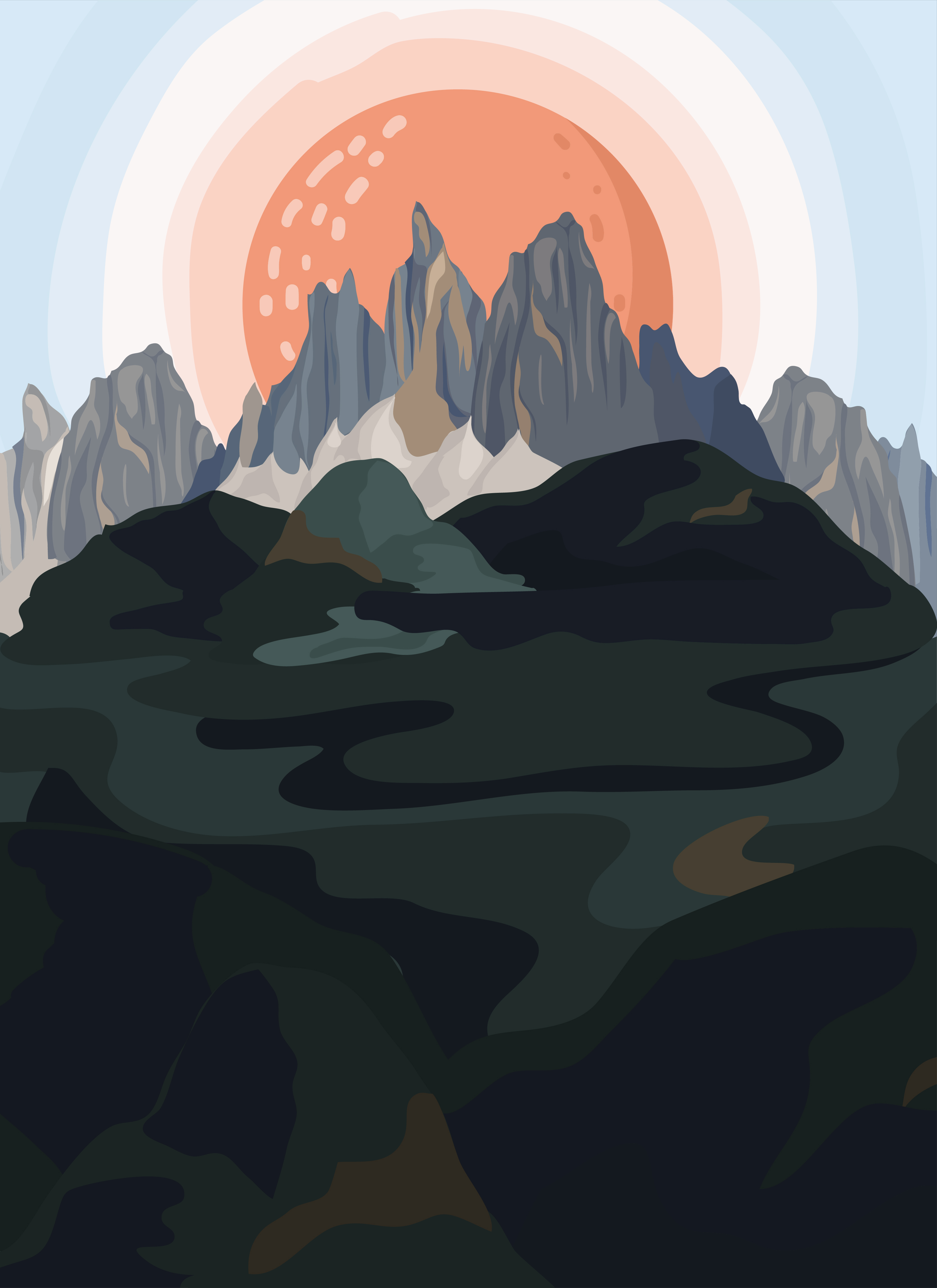 Painted mountain view landscape illustration - Download Free Vectors
