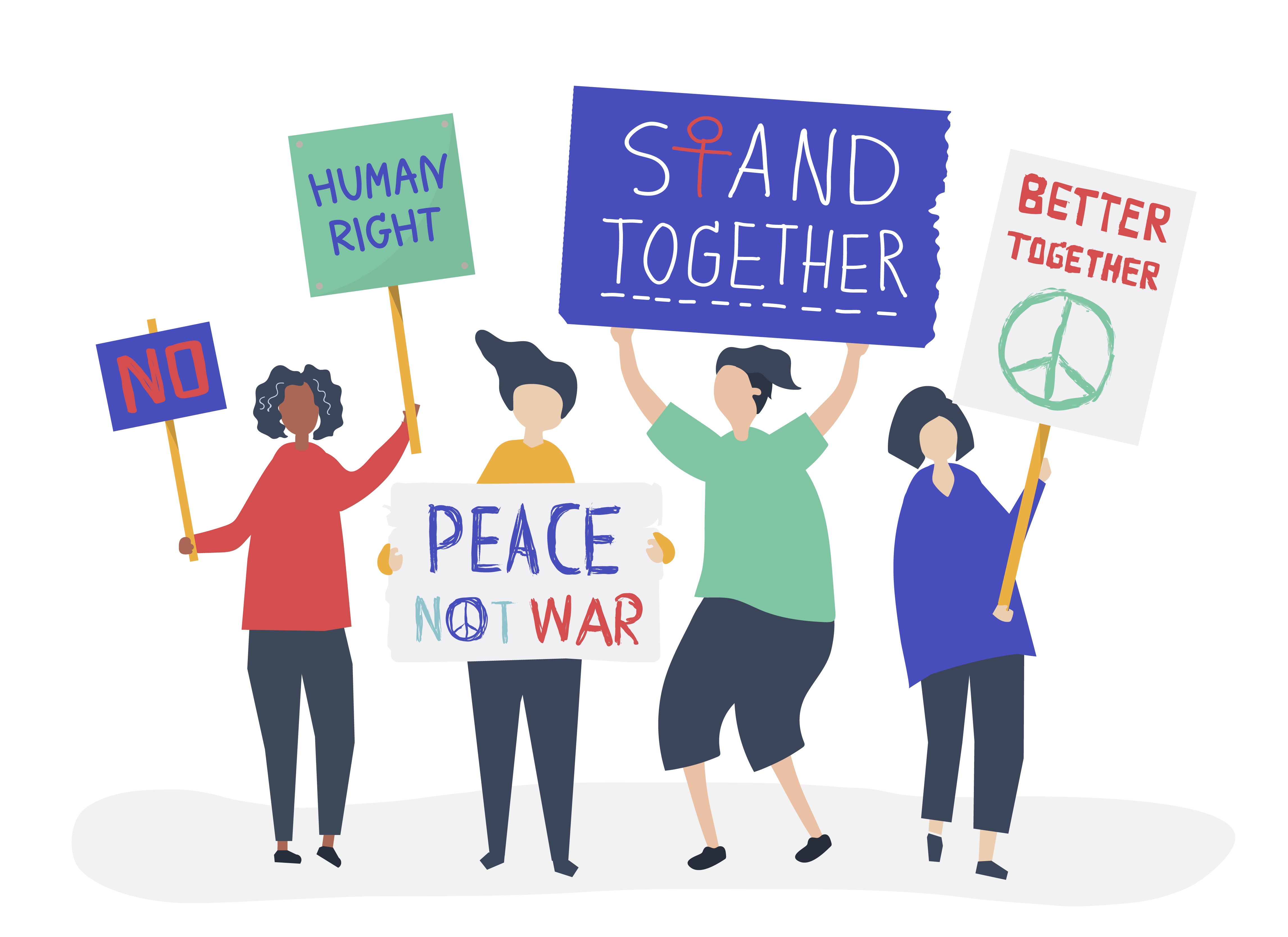Crowd of protesters carrying protesting signs Download Free Vectors