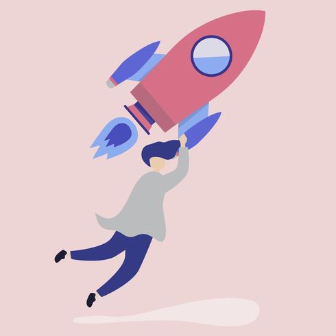 A man holding onto a launched rocket - Download Free Vectors, Clipart ...