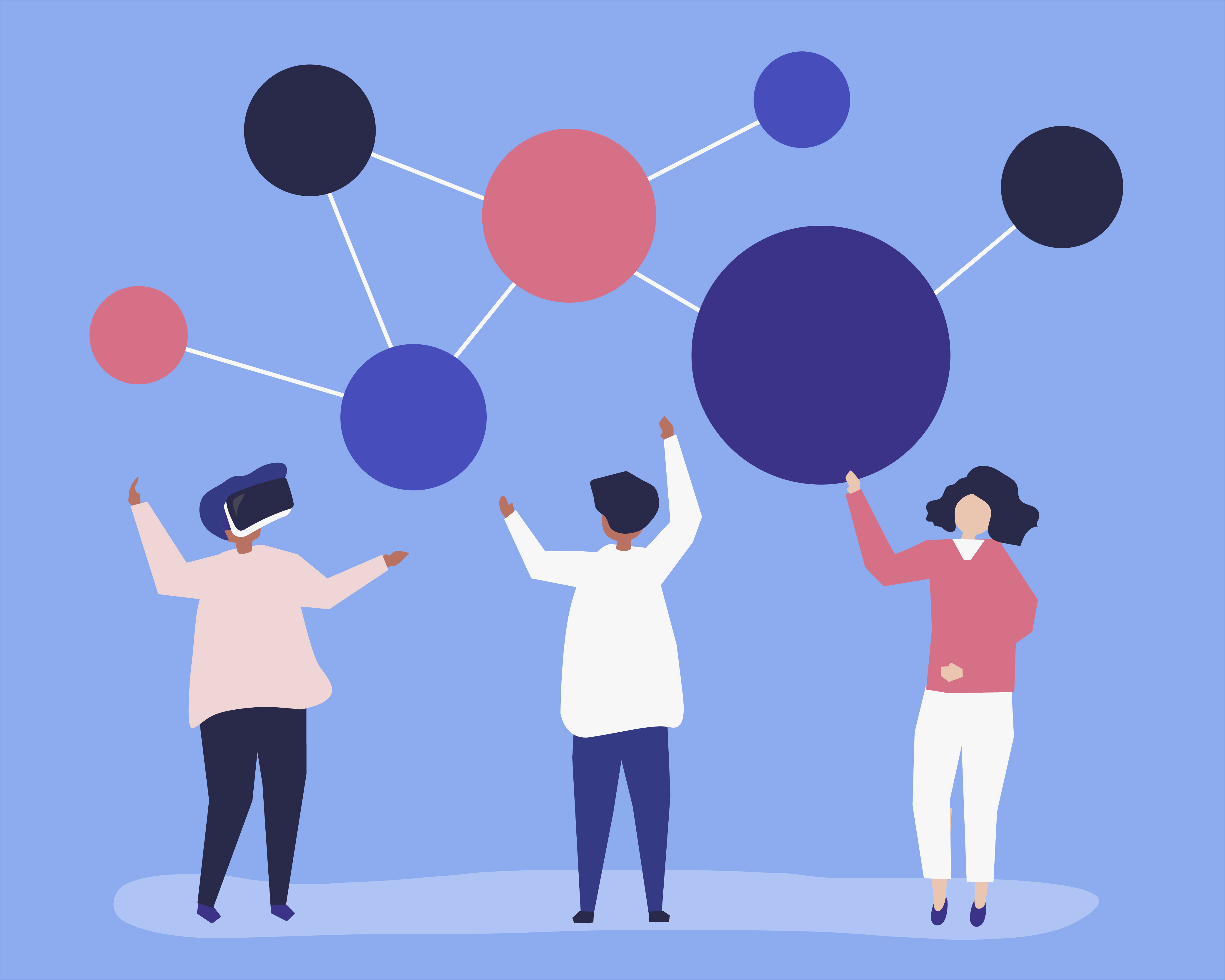 Character illustration of people with networking icon Download Free