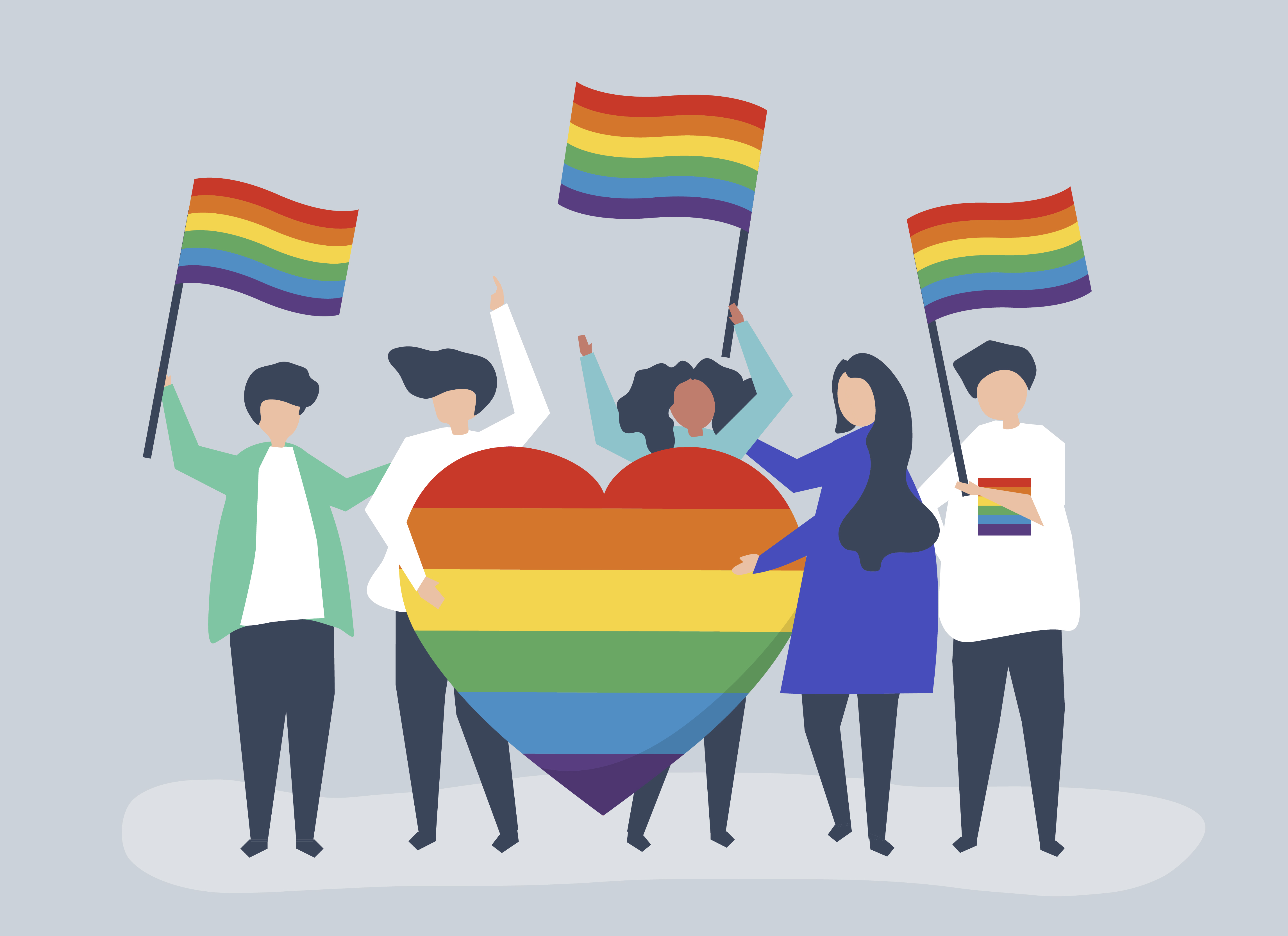 Character illustration of people holding LGBT support icons - Download ...