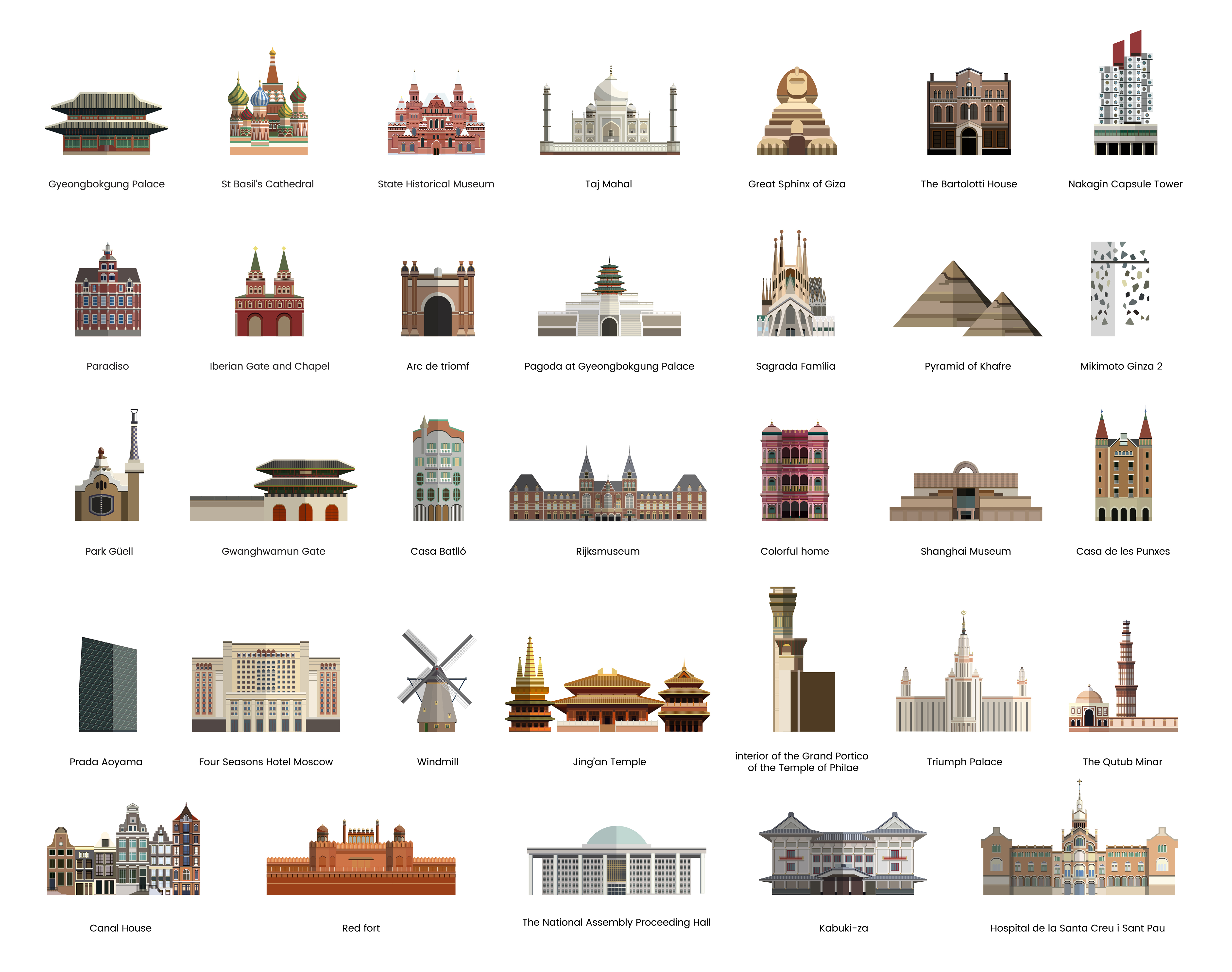 Illustration collection of tourist famous landmarks - Download Free