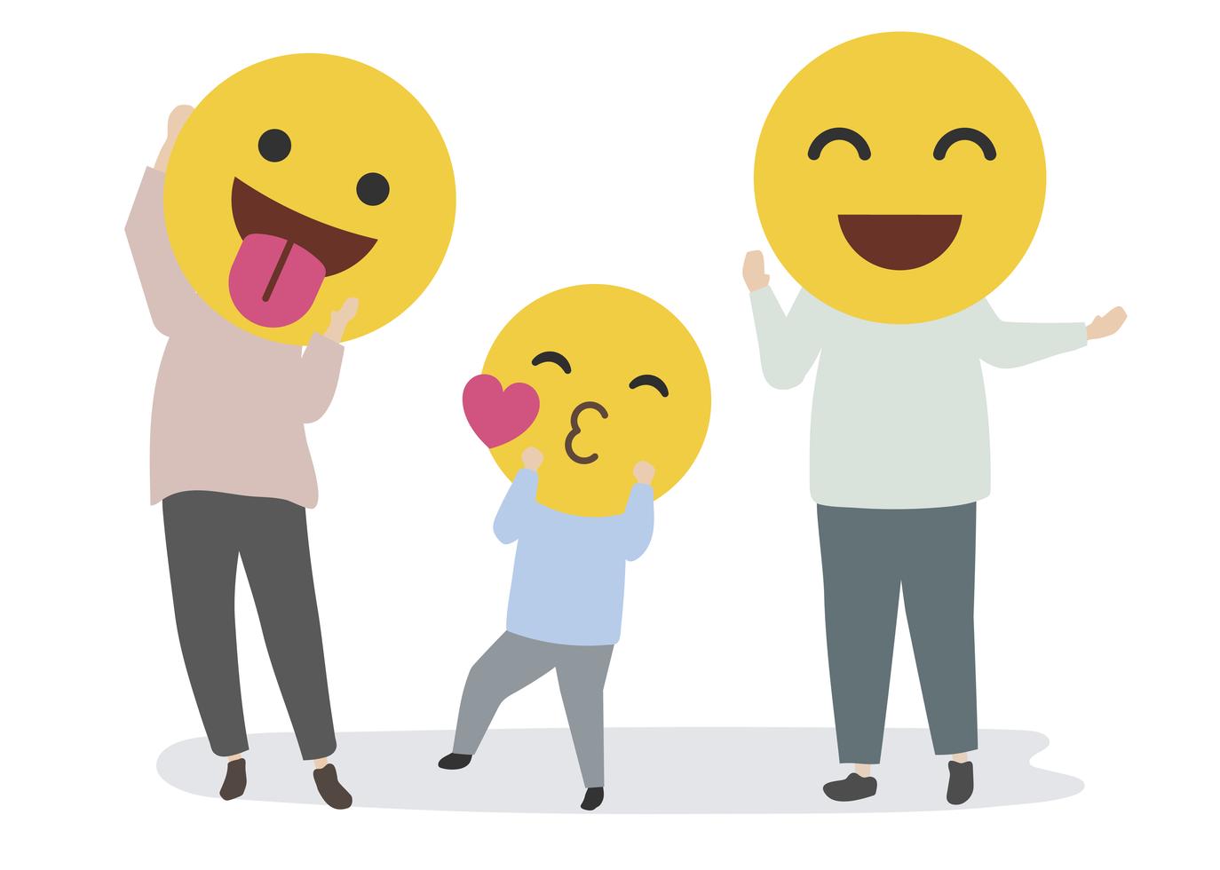 Glückliche Familie mit lustigen Emojis - Download Kostenlos Vector