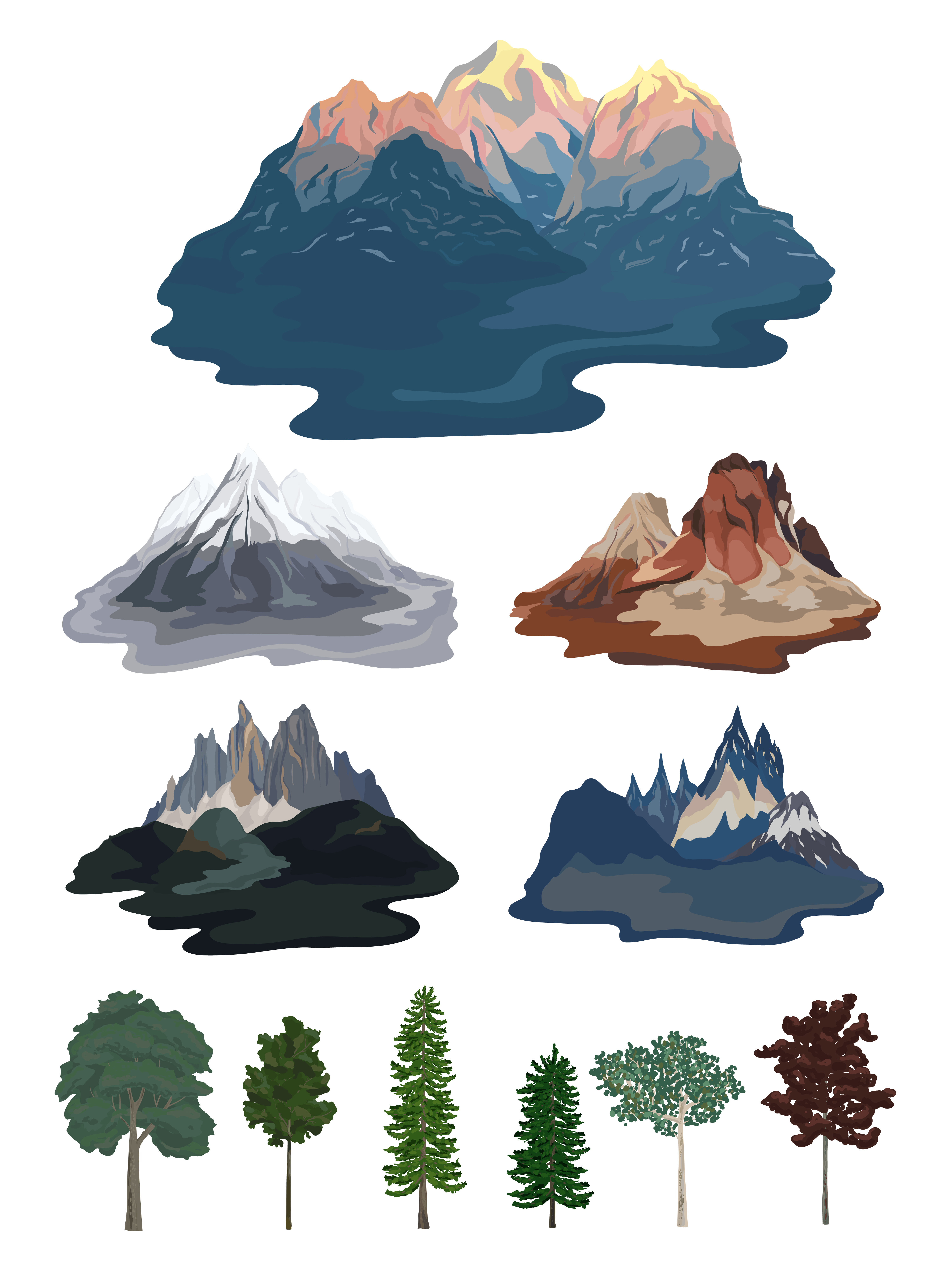 Free Free Mountain Range With Trees Svg 290 SVG PNG EPS DXF File