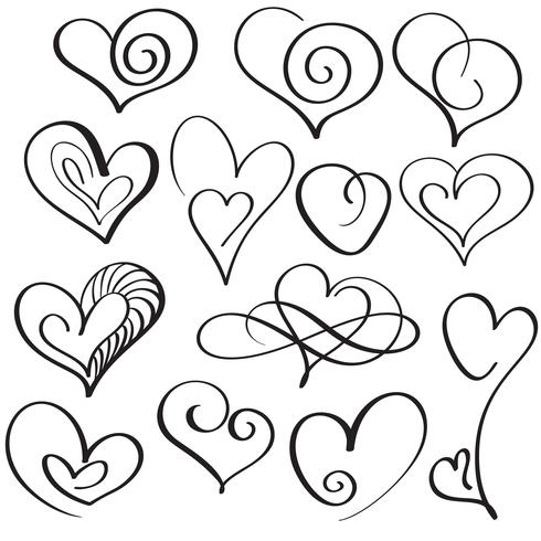 set of calligraphy heart art for design. Vector illustration EPS10