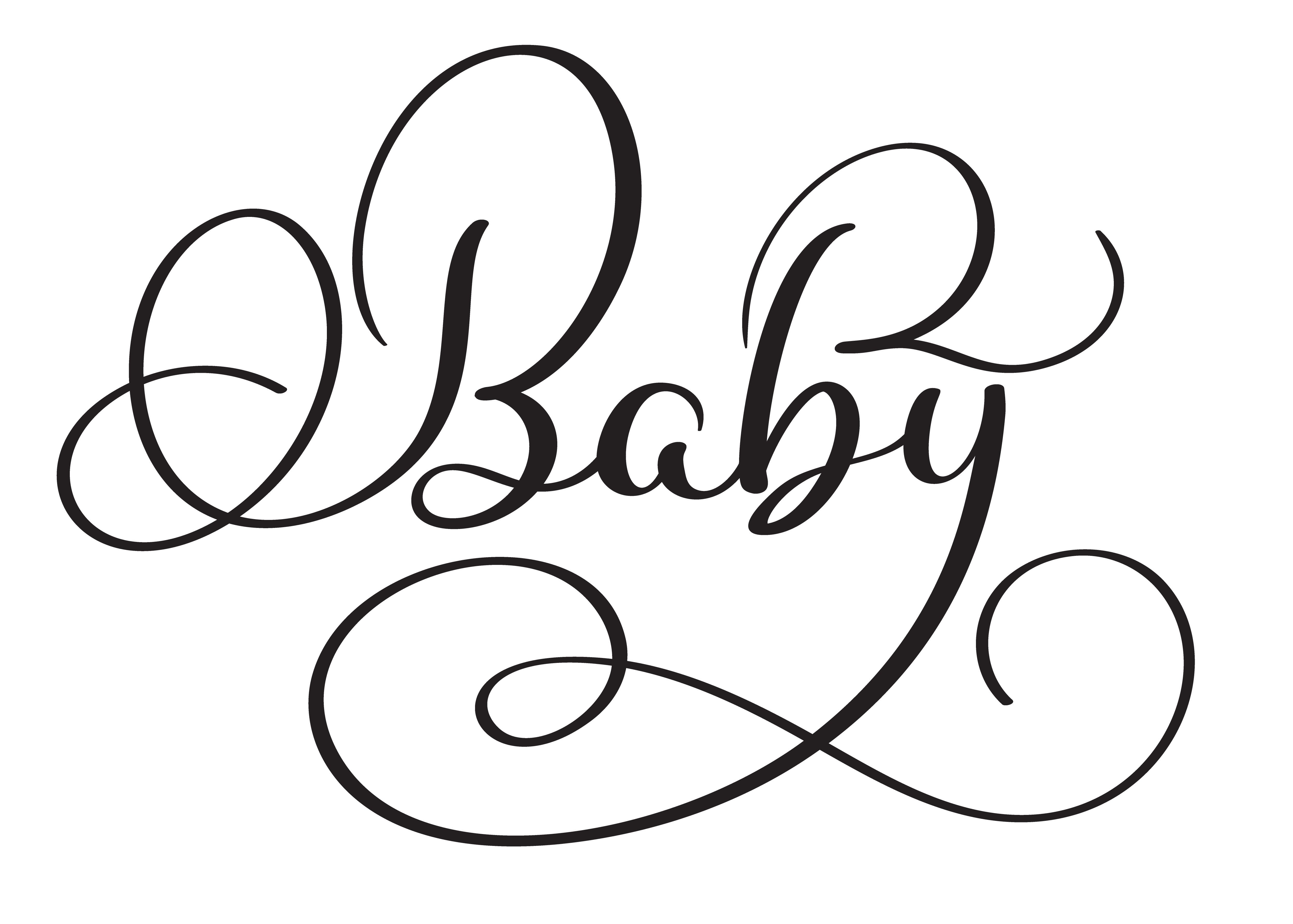 Baby word on white background. Hand drawn Calligraphy lettering Vector