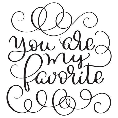 You are my favorite vector vintage text on white background. Calligraphy lettering illustration EPS10