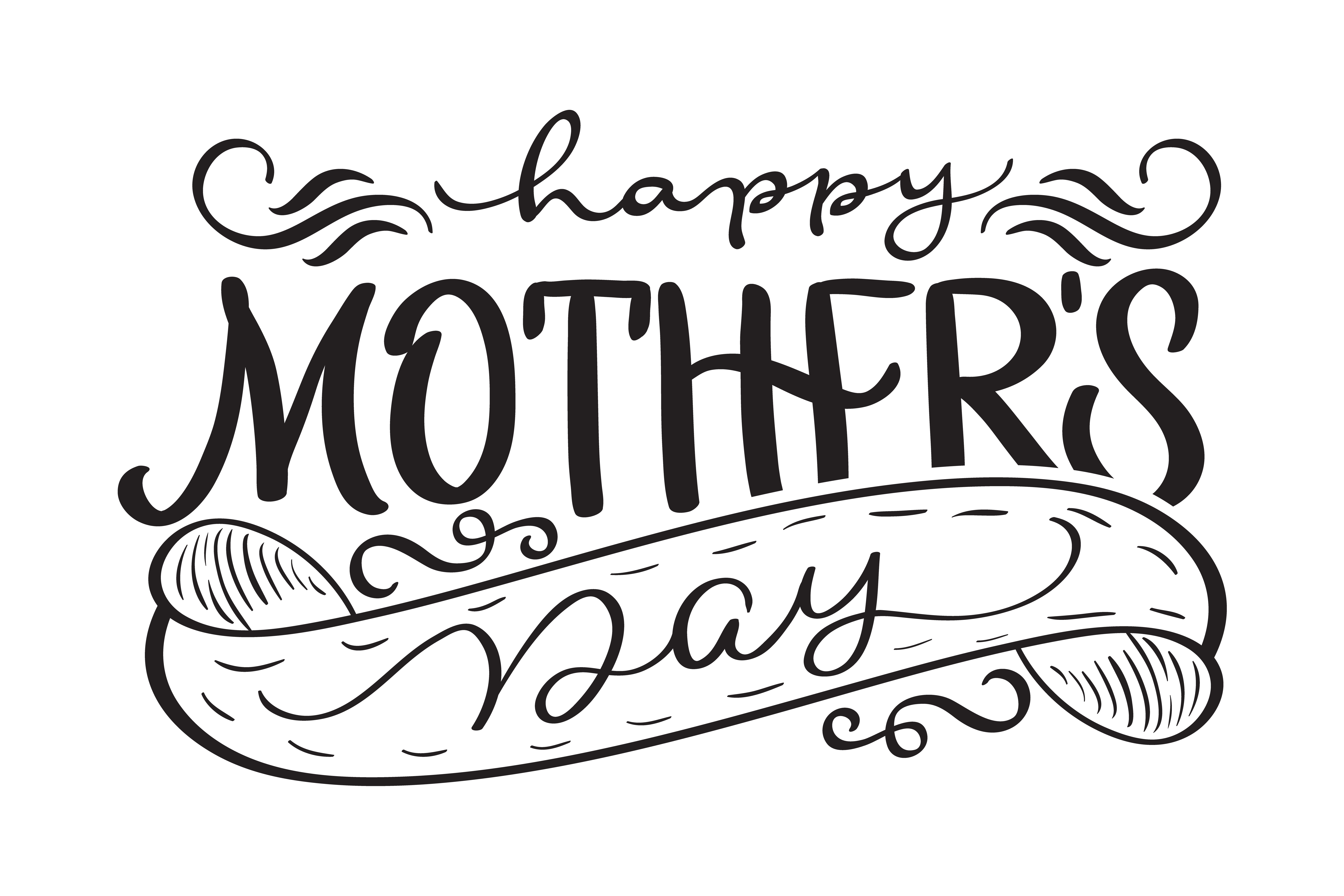 Download Happy Mothers Day black vector modern text. Calligraphy ...