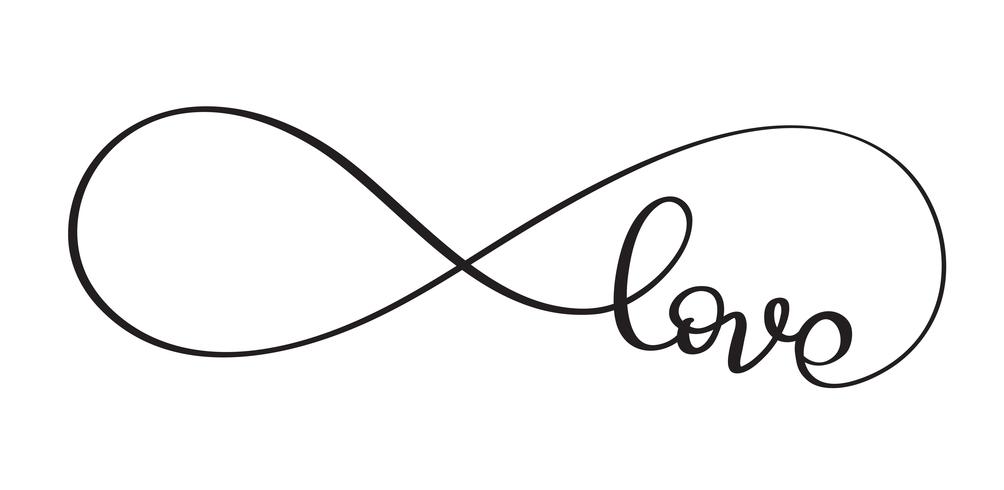 Love word In the sign of infinity. Vector calligraphy and lettering EPS10