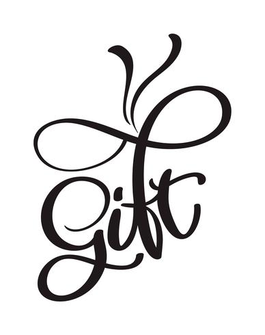 Gift calligraphy black text word. Hand drawn vector illustration. Handwritten modern brush lettering with white background