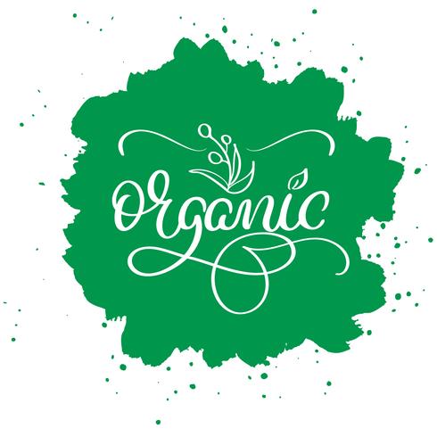 Organic word on green abstract background. Hand drawn Calligraphy lettering Vector illustration EPS10