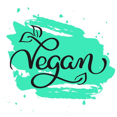 Palabra del vegano en fondo abstracto verde. Dibujado a mano caligrafía Letras ilustración vectorial EPS10 vector