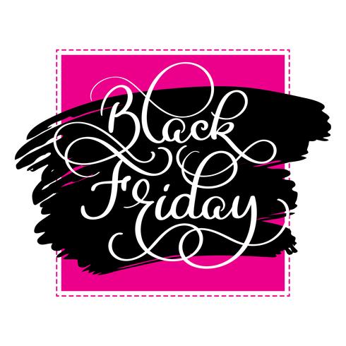 Texto de la caligrafía de Black Friday en fondo negro del colorwater del cepillo. Dibujado a mano letras ilustración vectorial vector