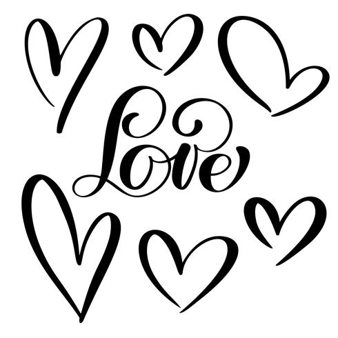 set lovers heart. Handmade vector calligraphy. Decor for greeting card, mug, photo overlays, t-shirt print, flyer, poster design