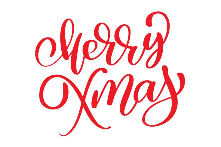 christmas text Merry Xmas hand written calligraphy lettering. handmade vector illustration. Fun brush ink typography for photo overlays, t-shirt print, flyer, poster design