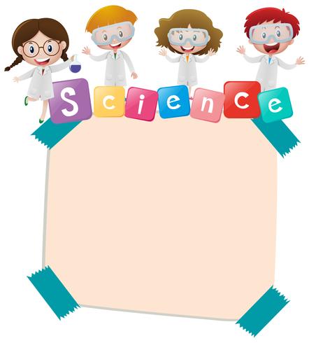 Plantilla de papel con niños y ciencia. vector