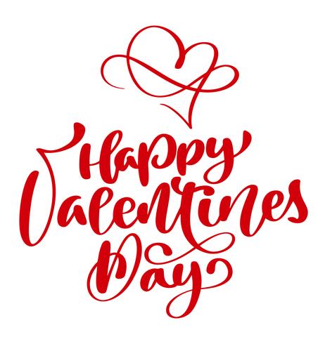 red Happy Valentines Day typography poster with handwritten calligraphy text, isolated on white background. Vector Illustration