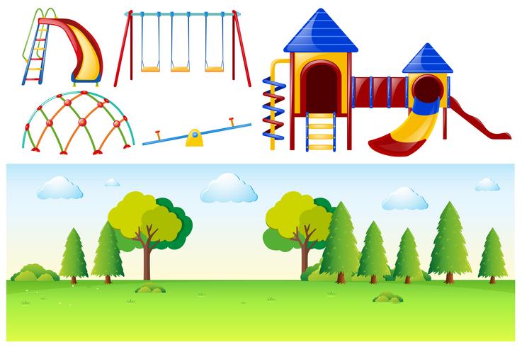 Park scene with many play stations vector