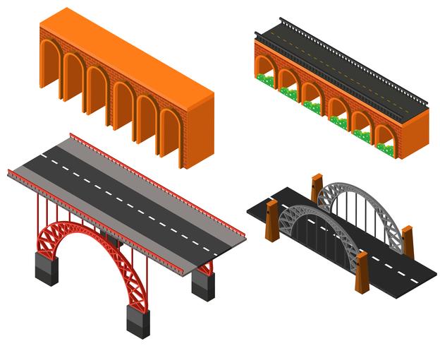 Diferentes diseños de puentes. vector