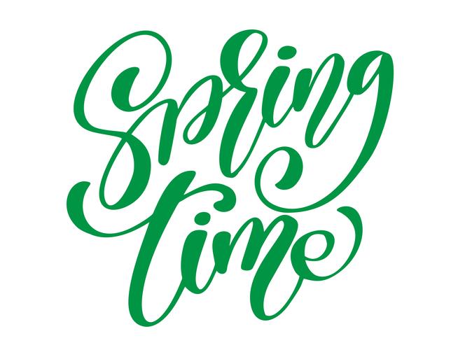 Spring Time. Hand drawn calligraphy and brush pen lettering. design for holiday greeting card and invitation of seasonal spring holiday. Fun brush ink typography for photo overlays, t-shirt print, flyer, poster design vector