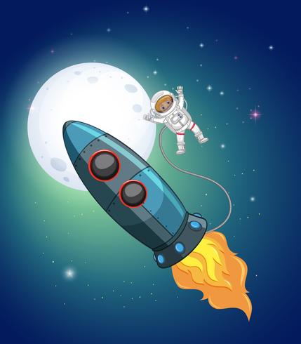 A rocket and astronaut in space vector