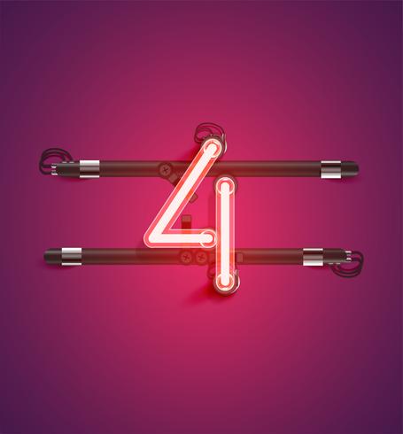 High detailed neon character from a set, vector illustration