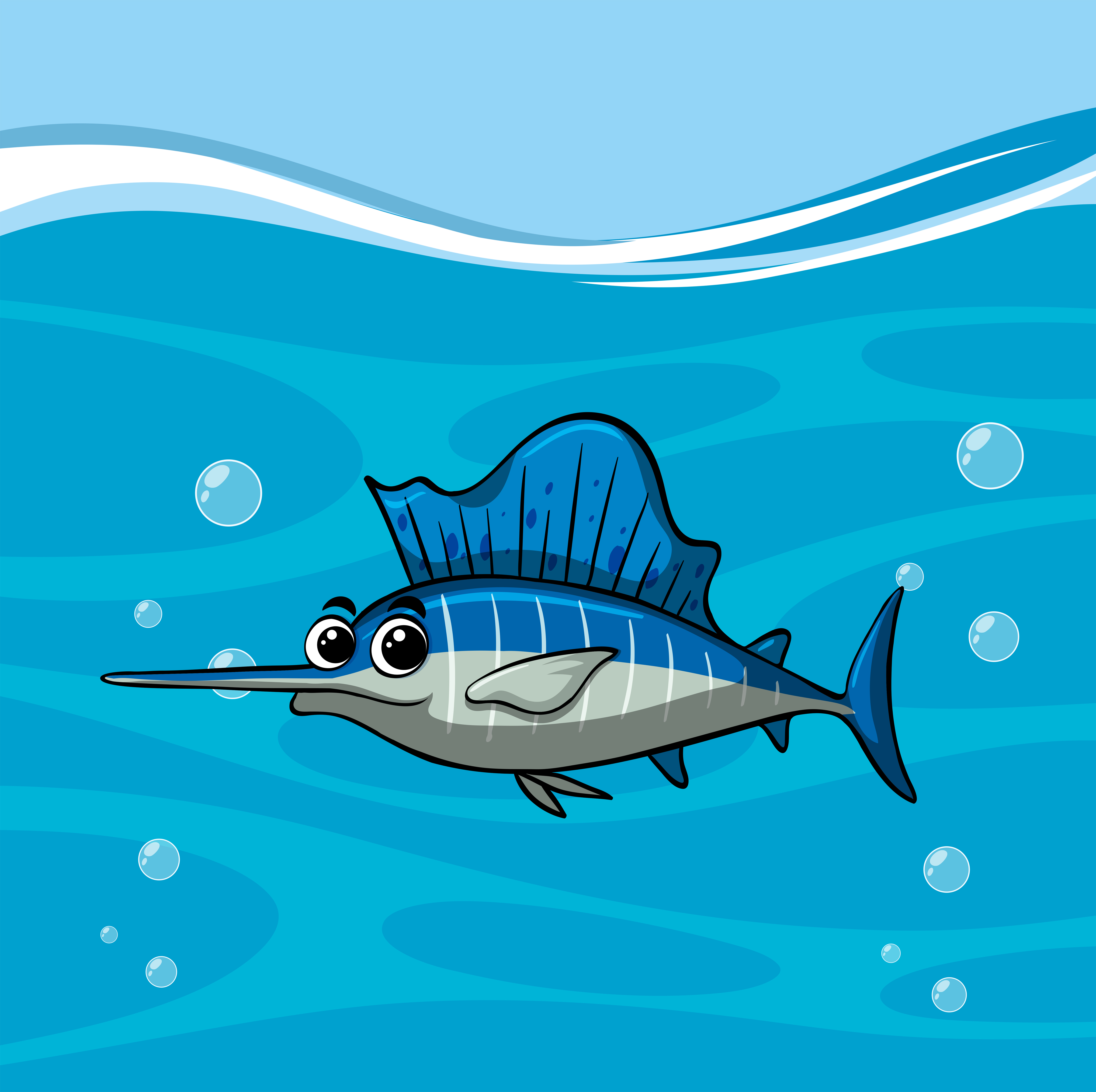 Download Swordfish swims in the ocean 413007 Vector Art at Vecteezy