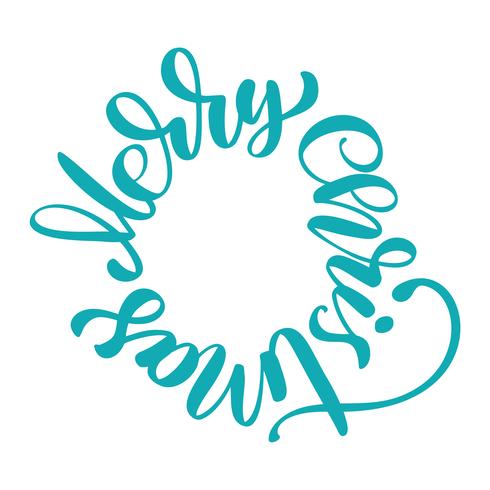 texts Merry Christmas hand written in a circle calligraphy lettering. handmade vector illustration. Fun brush ink typography for photo overlays, t-shirt print, flyer, poster design