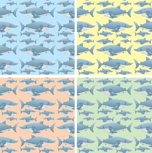 Seamless background design with wild sharks vector