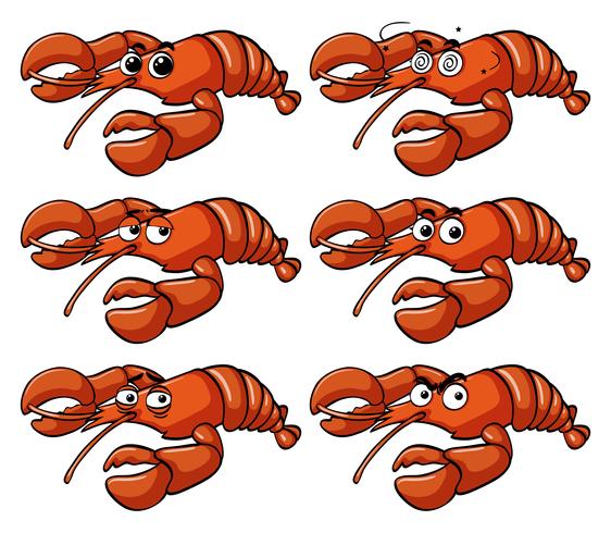 Lobster with facial expressions vector