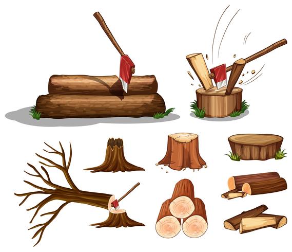 A Set of Tree and Wood vector