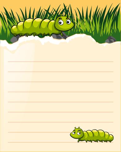 Paper template with two caterpillars vector